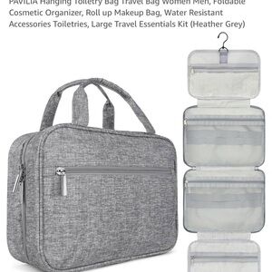 PAVILIA Hanging Toiletry Bag Travel Bag Women Men, Foldable Cosmetic
